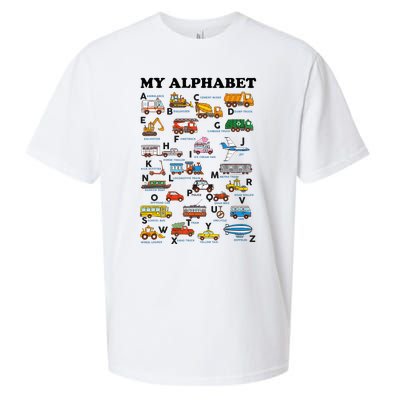 Alphabet Construction Vehicles Abc Learning Teaching Sueded Cloud Jersey T-Shirt