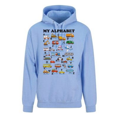 Alphabet Construction Vehicles Abc Learning Teaching Unisex Surf Hoodie