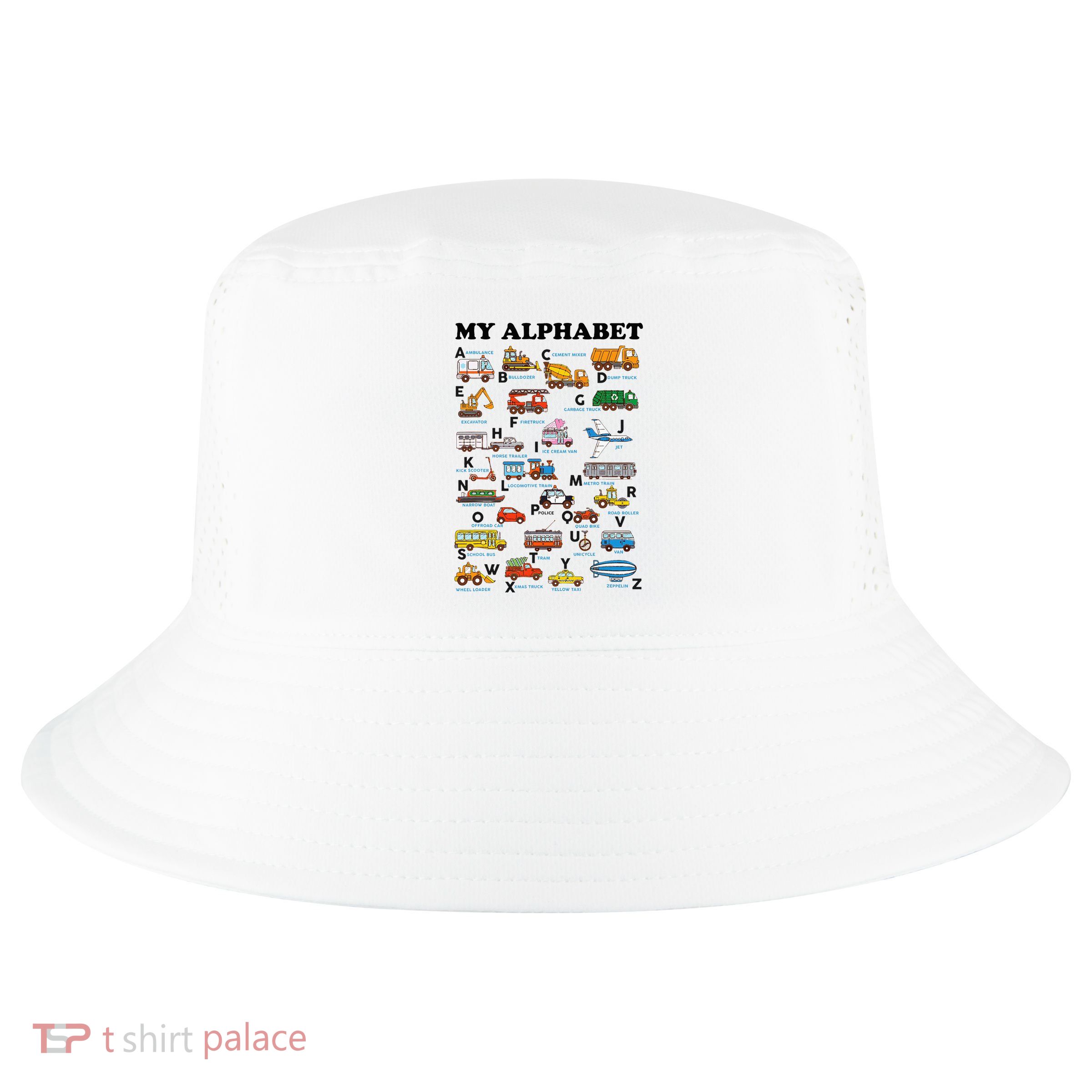 Alphabet Construction Vehicles Abc Learning Teaching Cool Comfort Performance Bucket Hat