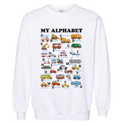 Alphabet Construction Vehicles Abc Learning Teaching Garment-Dyed Sweatshirt