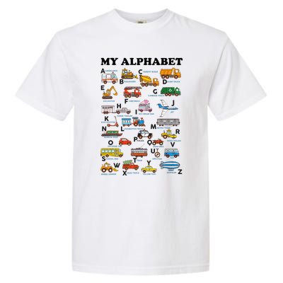 Alphabet Construction Vehicles Abc Learning Teaching Garment-Dyed Heavyweight T-Shirt