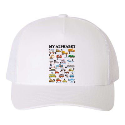 Alphabet Construction Vehicles Abc Learning Teaching Yupoong Adult 5-Panel Trucker Hat