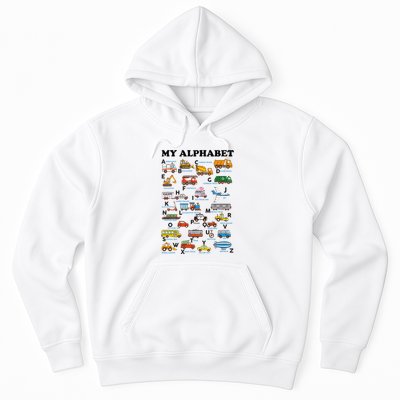 Alphabet Construction Vehicles Abc Learning Teaching Hoodie