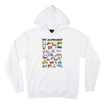 Alphabet Construction Vehicles Abc Learning Teaching Hoodie