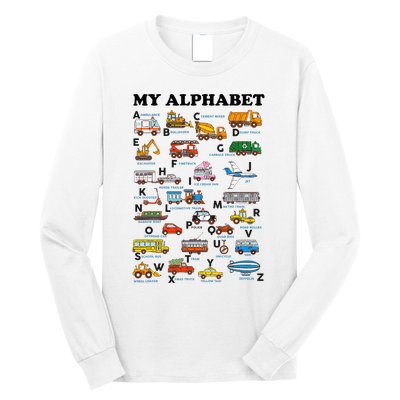 Alphabet Construction Vehicles Abc Learning Teaching Long Sleeve Shirt