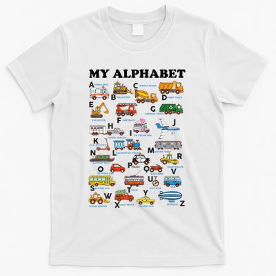 Alphabet Construction Vehicles Abc Learning Teaching T-Shirt