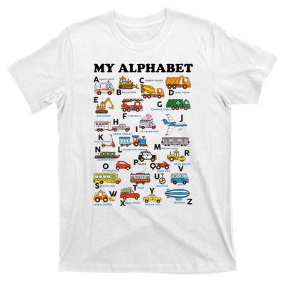 Alphabet Construction Vehicles Abc Learning Teaching T-Shirt