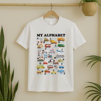 Alphabet Construction Vehicles Abc Learning Teaching T-Shirt