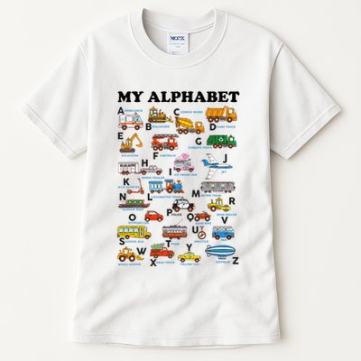 Alphabet Construction Vehicles Abc Learning Teaching Tall T-Shirt