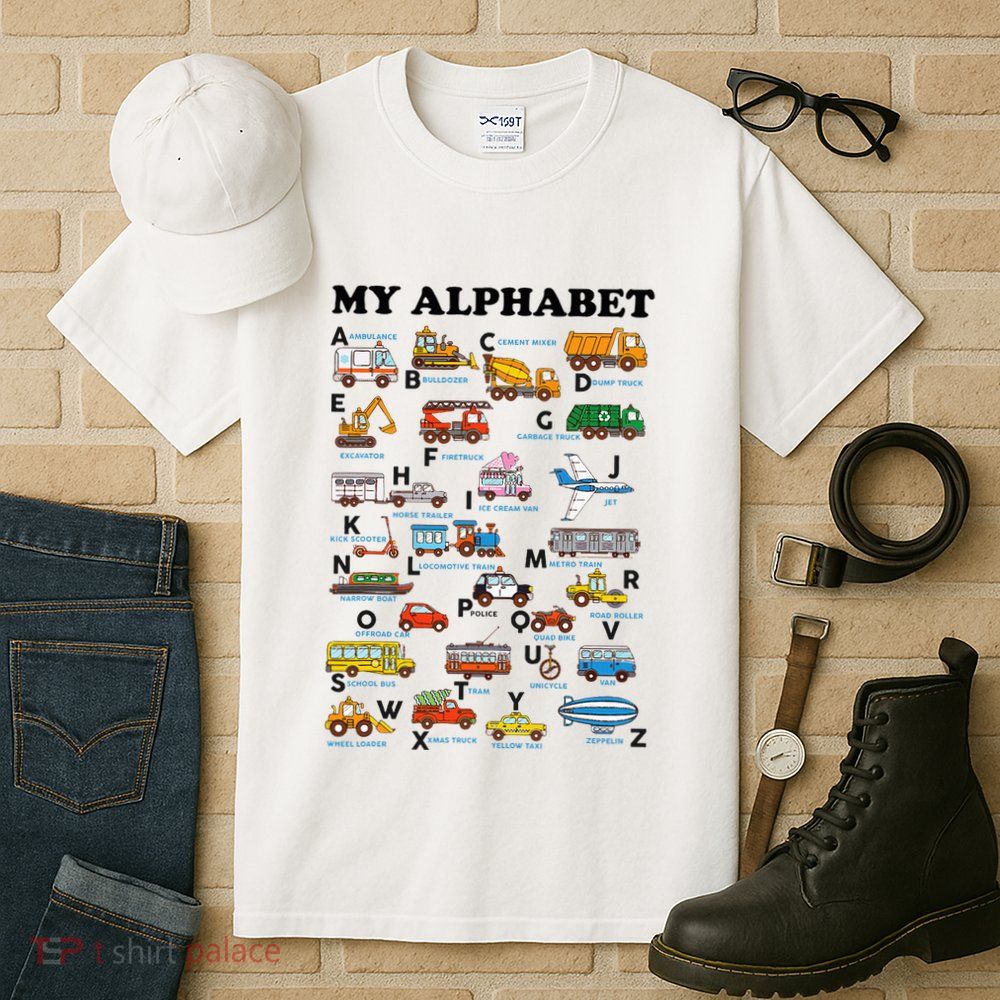 Alphabet Construction Vehicles Abc Learning Teaching Tall T-Shirt