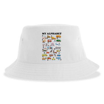 Alphabet Construction Vehicles Abc Learning Teaching Sustainable Bucket Hat