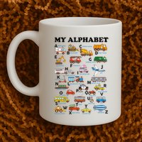 Alphabet Construction Vehicles Abc Learning Teaching Mug