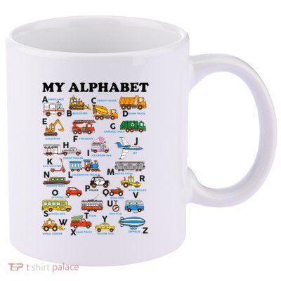 Alphabet Construction Vehicles Abc Learning Teaching 11oz C Handle Ceramic Mug