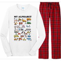 Alphabet Construction Vehicles Abc Learning Teaching Long Sleeve Pajama Set