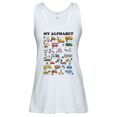 Alphabet Construction Vehicles Abc Learning Teaching Ladies Essential Flowy Tank