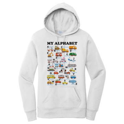 Alphabet Construction Vehicles Abc Learning Teaching Women's Pullover Hoodie