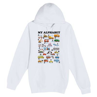 Alphabet Construction Vehicles Abc Learning Teaching Premium Pullover Hoodie