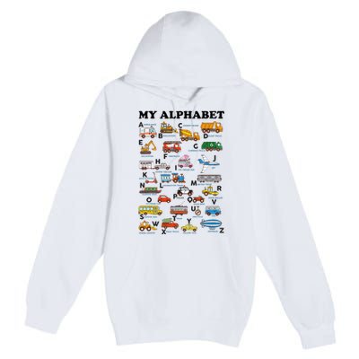 Alphabet Construction Vehicles Abc Learning Teaching Premium Pullover Hoodie