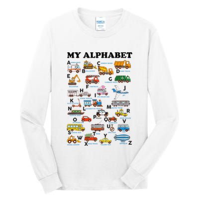 Alphabet Construction Vehicles Abc Learning Teaching Tall Long Sleeve T-Shirt