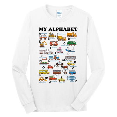 Alphabet Construction Vehicles Abc Learning Teaching Tall Long Sleeve T-Shirt