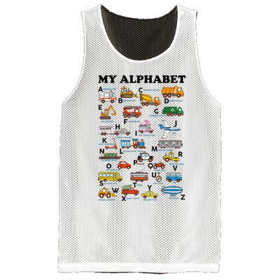 Alphabet Construction Vehicles Abc Learning Teaching Mesh Reversible Basketball Jersey Tank