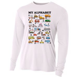 Alphabet Construction Vehicles Abc Learning Teaching Cooling Performance Long Sleeve Crew