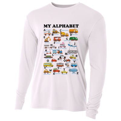Alphabet Construction Vehicles Abc Learning Teaching Cooling Performance Long Sleeve Crew