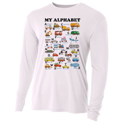 Alphabet Construction Vehicles Abc Learning Teaching Cooling Performance Long Sleeve Crew