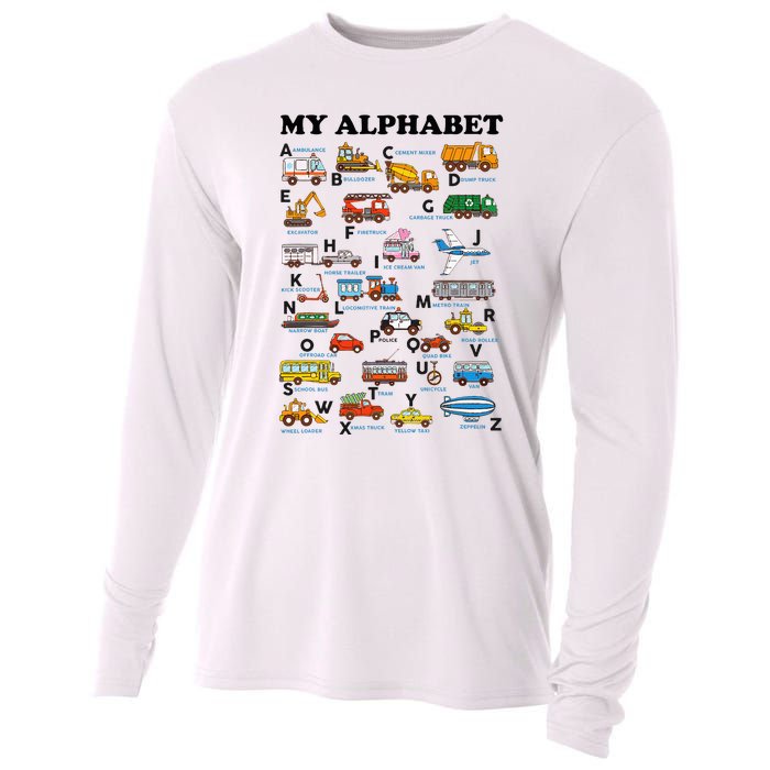 Alphabet Construction Vehicles Abc Learning Teaching Cooling Performance Long Sleeve Crew