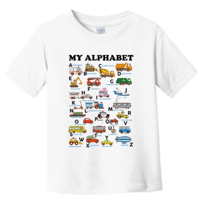 Alphabet Construction Vehicles Abc Learning Teaching Toddler T-Shirt