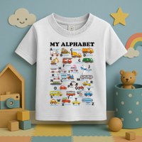 Alphabet Construction Vehicles Abc Learning Teaching Toddler T-Shirt
