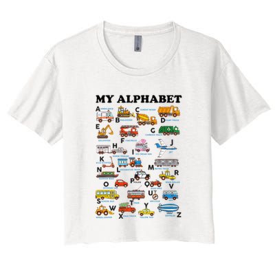 Alphabet Construction Vehicles Abc Learning Teaching Crop Top