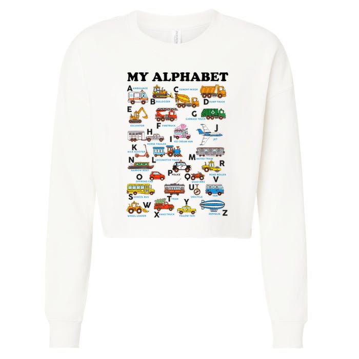 Alphabet Construction Vehicles Abc Learning Teaching Cropped Pullover Crew