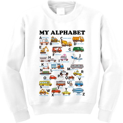 Alphabet Construction Vehicles Abc Learning Teaching Kids Sweatshirt