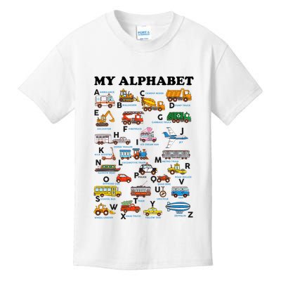 Alphabet Construction Vehicles Abc Learning Teaching Kids T-Shirt