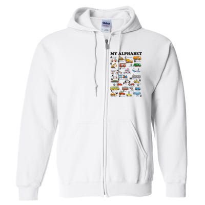 Alphabet Construction Vehicles Abc Learning Teaching Full Zip Hoodie