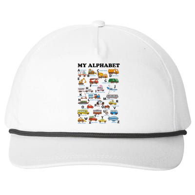 Alphabet Construction Vehicles Abc Learning Teaching Snapback Five-Panel Rope Hat