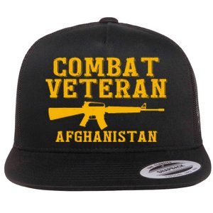 Afghanistan Combat Veteran Proud Flat Bill Trucker Hat