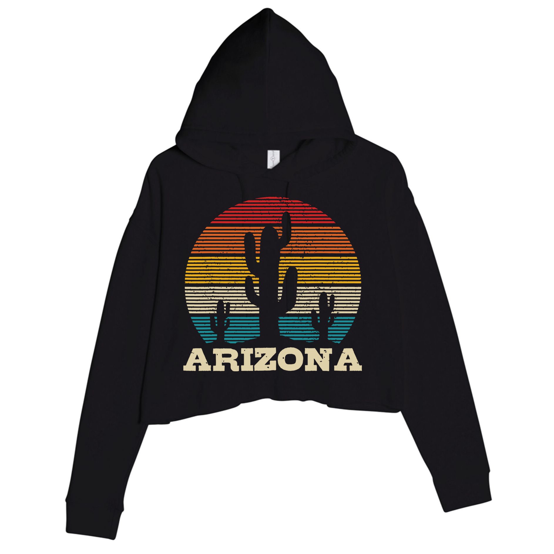 Arizona Cactus Vintage Retro Desert Souvenir Gift Crop Fleece Hoodie
