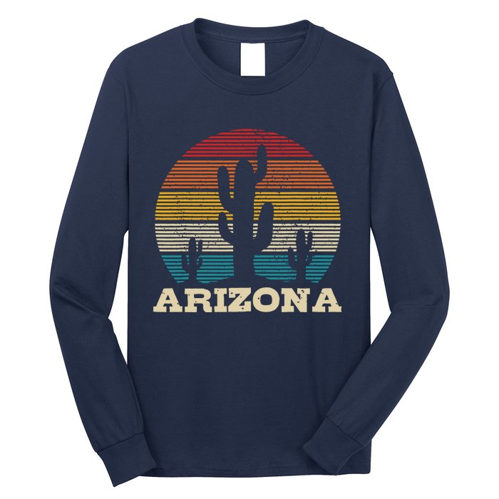 Arizona Cactus Vintage Retro Desert Souvenir Gift Long Sleeve Shirt