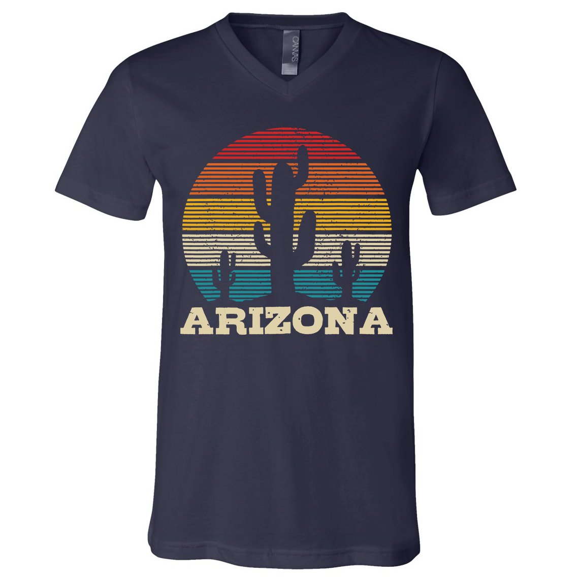 Arizona Cactus Vintage Retro Desert Souvenir Gift V-Neck T-Shirt