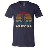 Arizona Cactus Vintage Retro Desert Souvenir Gift V-Neck T-Shirt