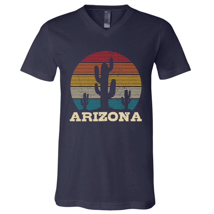 Arizona Cactus Vintage Retro Desert Souvenir Gift V-Neck T-Shirt