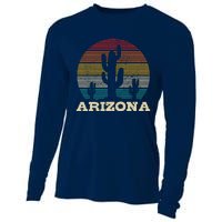 Arizona Cactus Vintage Retro Desert Souvenir Gift Cooling Performance Long Sleeve Crew