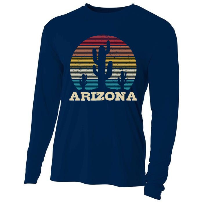 Arizona Cactus Vintage Retro Desert Souvenir Gift Cooling Performance Long Sleeve Crew