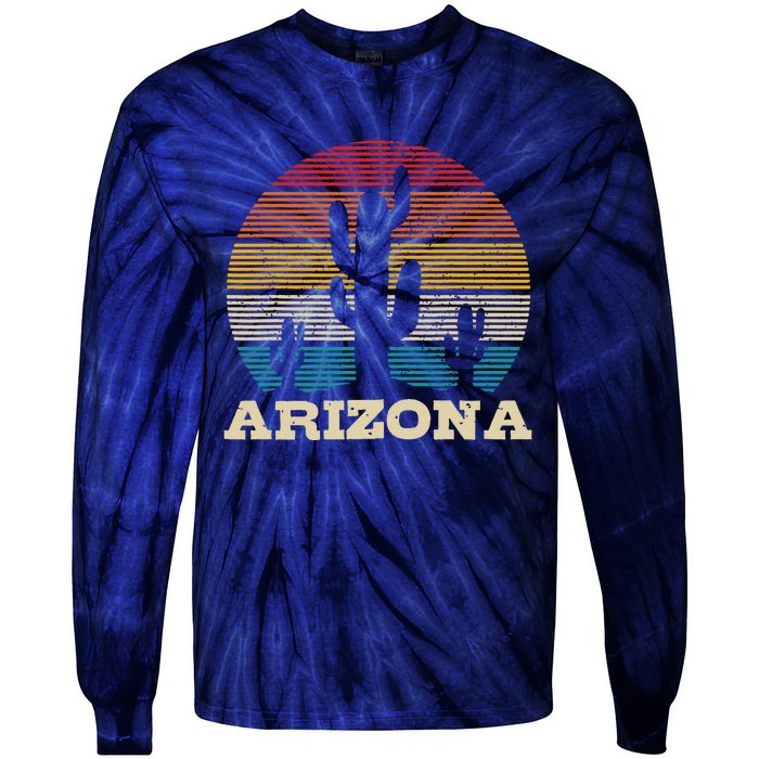 Arizona Cactus Vintage Retro Desert Souvenir Gift Tie-Dye Long Sleeve Shirt