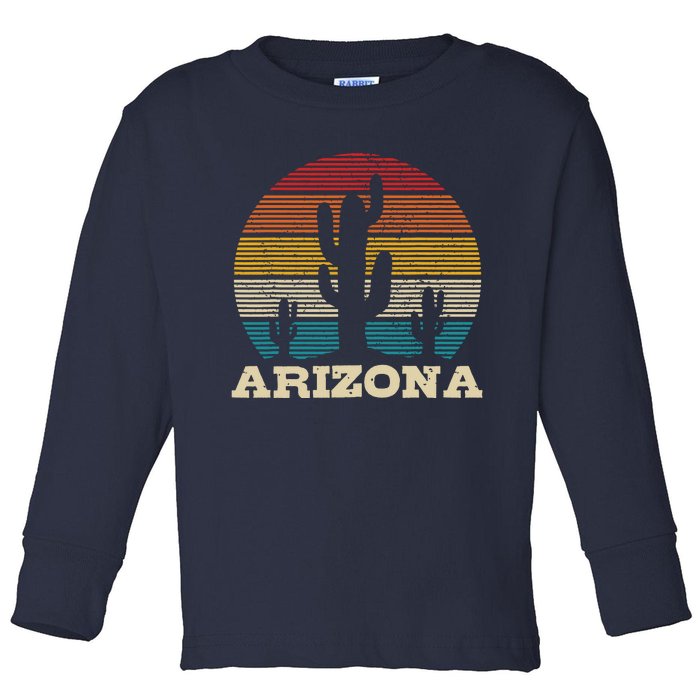 Arizona Cactus Vintage Retro Desert Souvenir Gift Toddler Long Sleeve Shirt