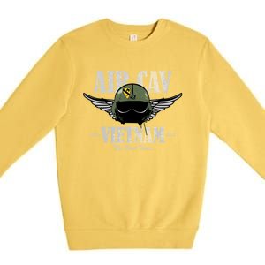 Air Cav Vietnam Huey Pilot Helmet (Distressed) Premium Crewneck Sweatshirt