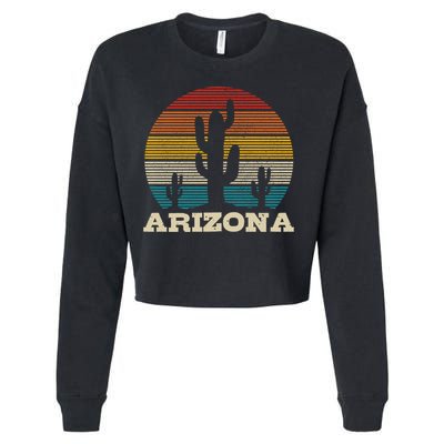 Arizona Cactus Vintage Retro Desert Souvenir Gift Cropped Pullover Crew