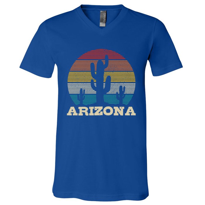 Arizona Cactus Vintage Retro Desert Souvenir Gift V-Neck T-Shirt